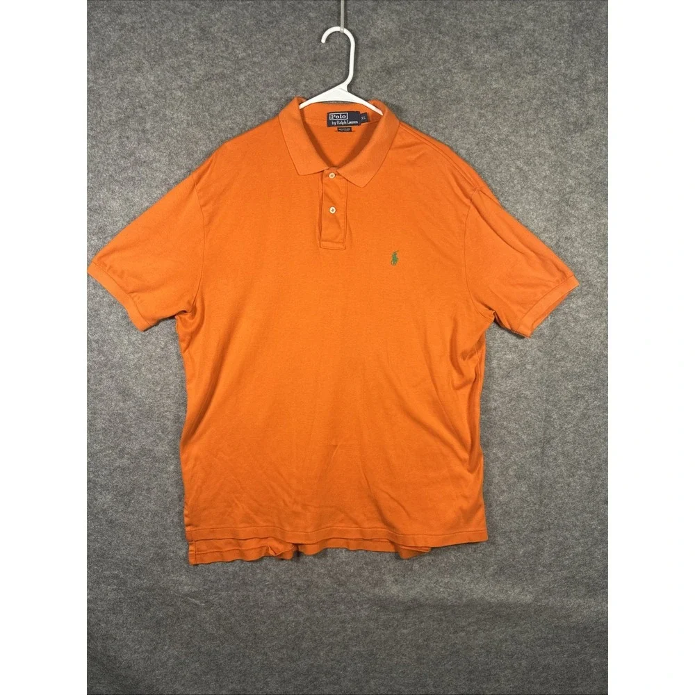 Polo‎ Ralph Lauren Polo Shirt Mens XL Orange Soft Cotton Green Pony